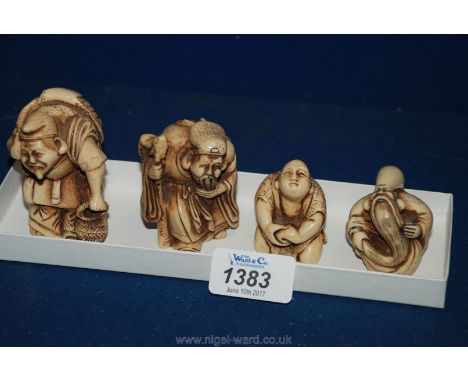 Four reproduction Netsuke style figures