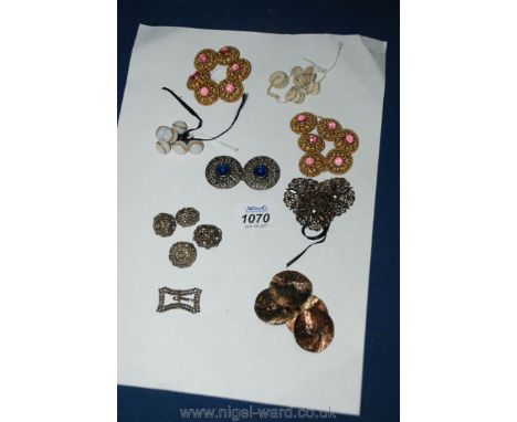 Miscellaneous vintage Buttons including milk glass, cut steel, linen, etc.