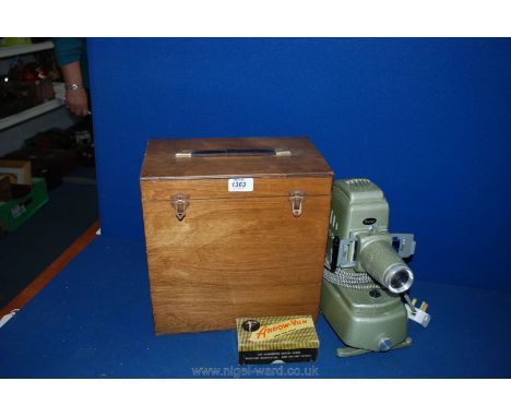 A Super Aldis Slide Projector in wooden box with a boxed Arrow-view 35mm slide viewer