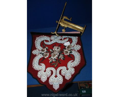 A Victorian shield shaped Banner and gilt bracket.