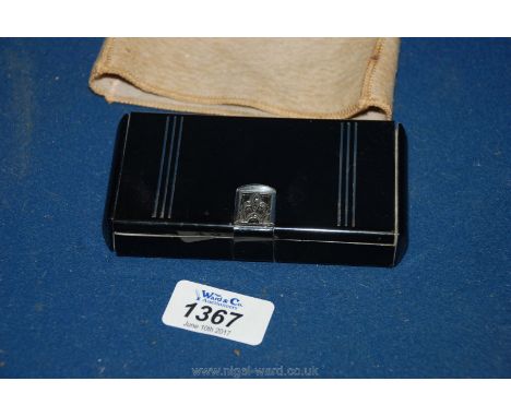 An art deco Ladies Compact also containing lipstick and comb with an integrated drawer