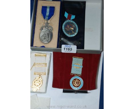 A Silver and enamel Capper Lodge 1865 Medal, an Anniversary Medal and a Humanitas Medal.