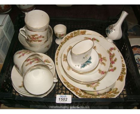 A quantity of china including Royal Worcester vases, pin dishes a cream and pink floral part tea service and a Royal Doulton 