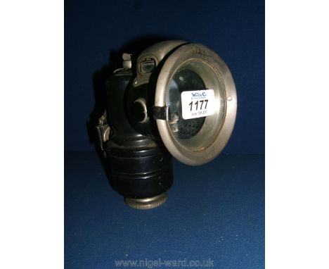 A scarce vintage acetylene bicycle lamp Powell and Hanmer, Birmingham  'New Revenge'. In good condition commensurate with age