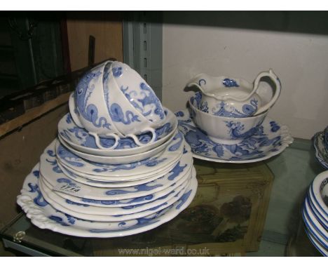 A Royal Worcester blue and white part Teaset