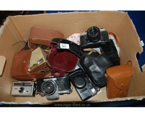 A box of Cameras including Fujica St, Olympus, box Brownie camera, etc.