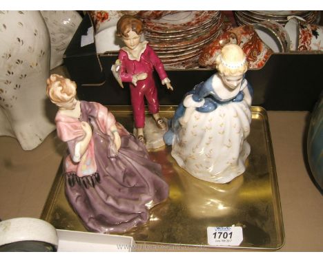 Two Royal Worcester and one Royal Doulton figures (A/F)