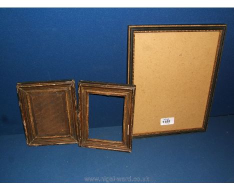 Two good 18th century small picture frames (for miniatures or silhouettes) and a small vintage Hogarth frame.