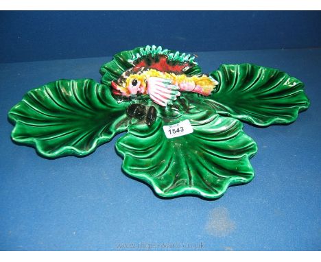 A Vintage French Vallauris Majolica Fish mounted Centrepiece