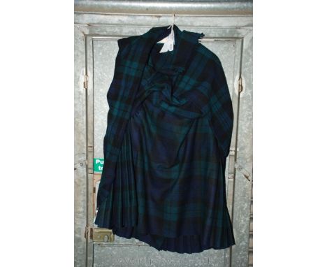 An unworn 'Blackwatch' hand stitched Wool Tartan Kilt, made by Argyll Kilts Scotland.  Approx 10m of material including attac