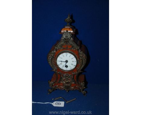 An attractive, circa 1900, Louis VI style Mantle Clock by Lenzkirch, in Walnut waisted case with brass finial and brass mount