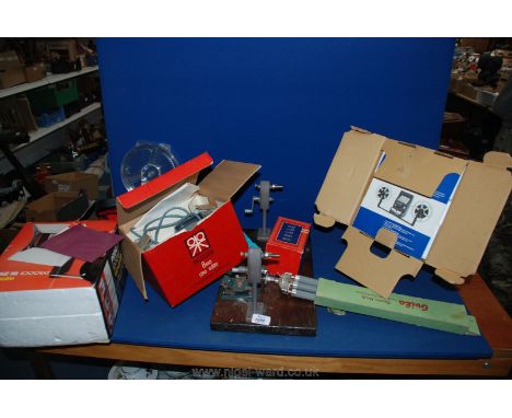 A quantity of cameras and equipment including Chinon movie camera, tripod, 8mm cine camera, Prinz 10 1000bd Movielite, etc.