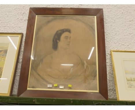 Mid century portrait, charcoal and chalks, indistinctly signed and dated 1949, 71 cm x 57 cm