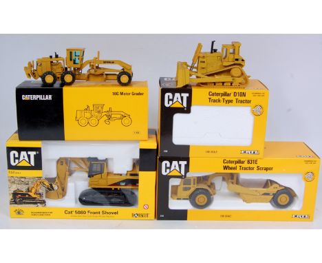 NZG and ERTL 1/50th scale diecast construction vehicle group, 4 boxed examples to include NZG No.387 16G Grader, ERTL 2426 D1