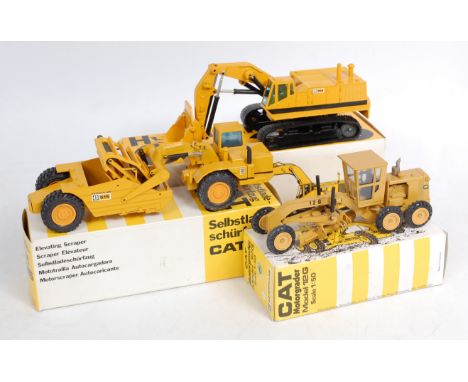 NZG 1/50th scale diecast construction vehicle group, 3 boxed examples to include No.260 615 Self Elevating Scraper (NM-BVG), 