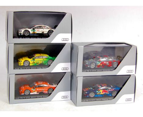 Audi Collection by Spark Models 1/43rd scale resin DTM Racing Car group, 5 boxed as issued examples, all DTM Audi RS 5's, dri