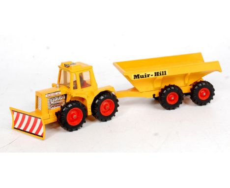 Matchbox Pre Production King Size K-5 Muir Hill Tractor and Trailer, yellow tractor and all yellow trailer, red chassis for t