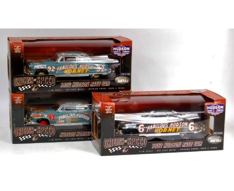 Highway 61, boxed 1/18th scale Hudson Hornet boxed group, 5 boxed examples to include reference numbers 50295, 50296, 50132, 