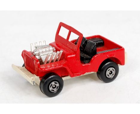 Matchbox Superfast Pre Production Prototype No.2 Jeep Hot Rod, resin construction, red body with black seats, white bumper an