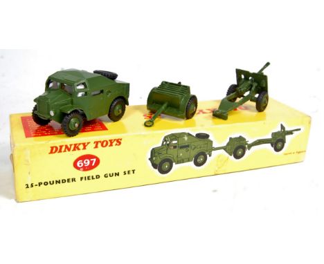 Dinky Toys, 697 25-pounder field gun gift set comprising of field artillery tractor, trailer and 25-pounder field gun, all in