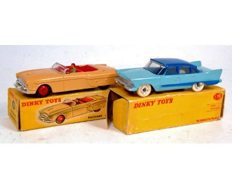 Dinky Toys Boxed Diecast Group, 2 examples to include No.132 Packard Convertible, tan body with red interior, with driver wit