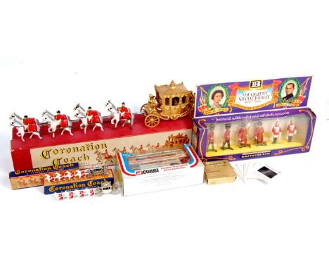 Matchbox and Britains Coronation and Jubilee Boxed Horse Drawn Coach and Figure Group, to include Matchbox Lesney Toys large 