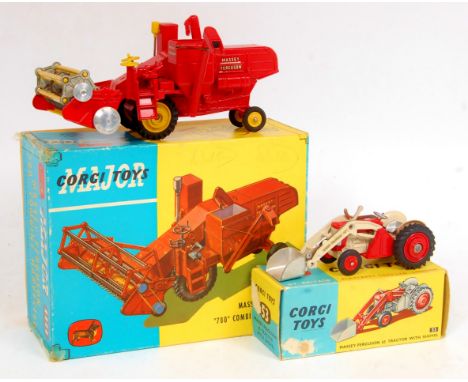 Corgi Toys Boxed Farming Group, to include No.1111 Massey Ferguson 780 Combine Harvester, red body with yellow metal hubs and