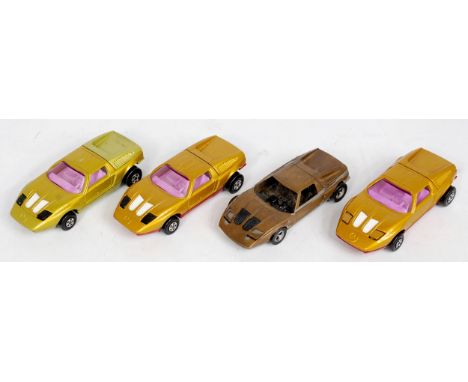 Matchbox King Size Pre Production, Prototype Diecast Group, 4 examples all being K-30 Mercedes C111, 1 example finished in br