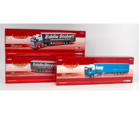 Corgi Hauliers of Renown 1/50th scale diecast vehicle group, 3 boxed "Eddie Stobart" related examples to include CC15202 MAN 