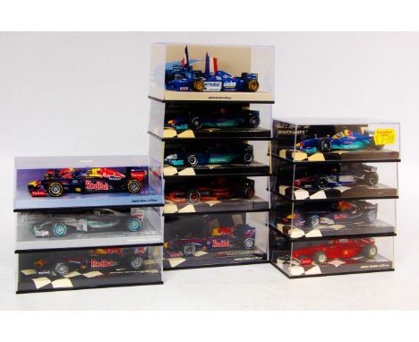 Minichamps 1/43rd scale Formula 1 Racing Car Group, 12 boxed as issued examples, to include Red Bull Racing, Orange Arrows, R