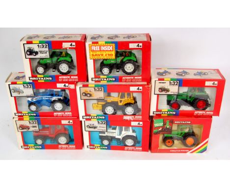 Britains 1/32nd scale diecast and plastic tractor group, 8 window boxed examples, to include No.9528 Lamborghini 1706 Tractor