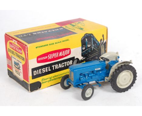 Britains No.9525 Fordson Super Major Diesel Tractor, blue and grey with grey plastic hubs, black steering wheel and tyres, wi