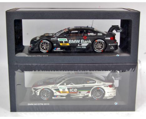 Minichamps DTM Series 1/18th scale diecast group, 2 examples to include BMW M3 DTM 2013 "Bruno Spengler", and another BMW M3 