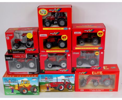 Britains and ERTL 1/32nd scale Case Tractor Group, 10 boxed examples, to include No.42491 Case IH 1056XL Tractor, No.42868 Ca