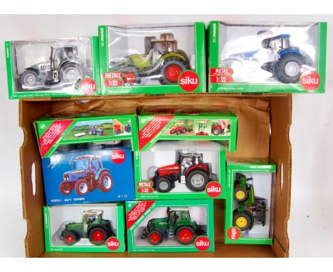 Siku 1/32nd scale mixed tractor group, 10 boxed examples all in original boxes, examples to include No.3261 Claas Axion 850, 