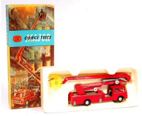 Corgi Toys, 1127 Simon Snorkel fire engine, red body with silver detailing, spun hubs, in the original lift-off lid polystyre