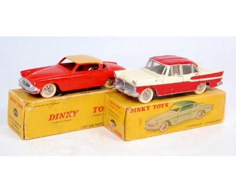 French Dinky Toys Boxed Diecast Group, two examples to include No.24K Simca Vedette "Chambord" off white and red body with wh