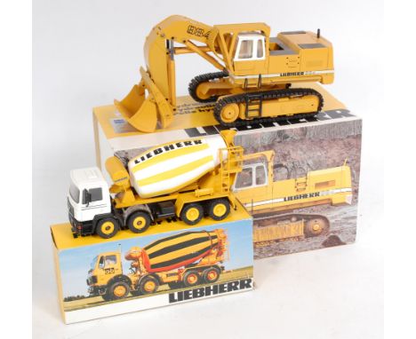 Conrad 1/50th scale diecast Liebherr Construction vehicle group, 2 boxed examples to include Liebherr HTM 904 Cement Mixer (V