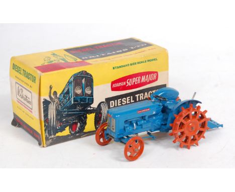 Britains No.171F Fordson Super Major Diesel Tractor, blue body, orange wheels including spud wheels to rear, black steering w