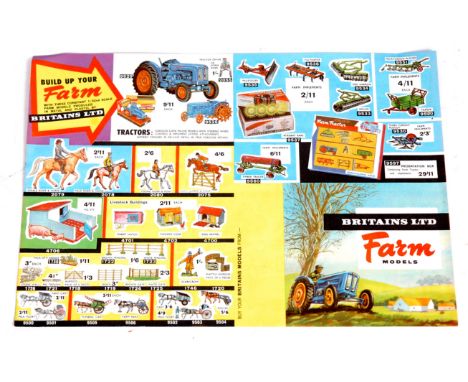 Britains Farm Models 1960s, rare colour flyer, depicting various figures, trees, machinery and tractor from the farm range, n