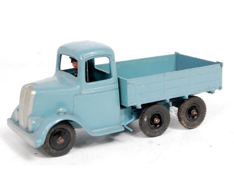 Britains Farm Series Set 60F, Six Wheel Farm Lorry, Post War, Round Nosed Lorry in light blue with Tipper Body and Tailgate, 