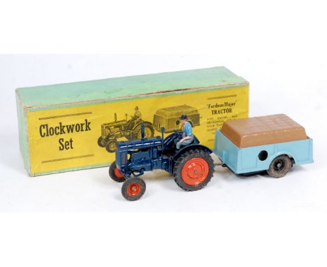 Britains Clockwork Series Set 139F, Fordson Major Tractor & Trailer Set, comprising of Fordson Major Tractor in Blue with Ora