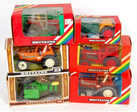 Britains 1/32nd scale diecast and plastic tractor group, 6 boxed examples to include No.9529 Massey Ferguson Tractor, No.9420