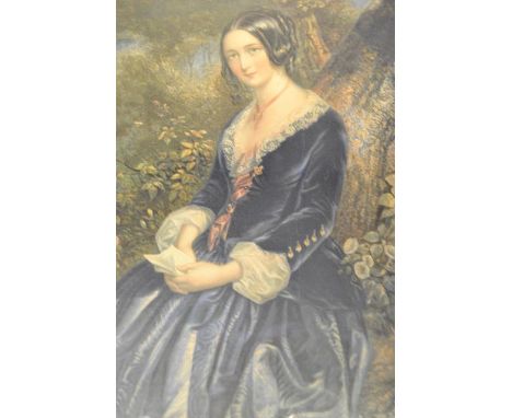 A George Baxter coloured print 'The Love Letter Received' - 87x26cm framed and glazed, together with another Baxter coloured 