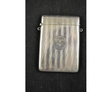 An engine turned silver card case with monogram, Birmingham 1911 - approx weight 72g/2.3 troy ozCONDITION REPORTscratched