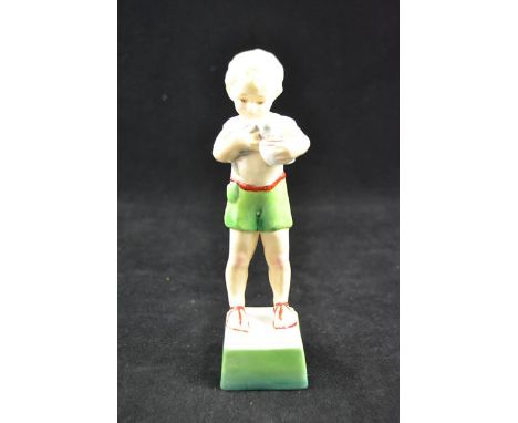 A Royal Worcester figure - Friday's Child is Loving & Giving, depicting a boy with cat, 3261 - H18cmCONDITION REPORTgood cond
