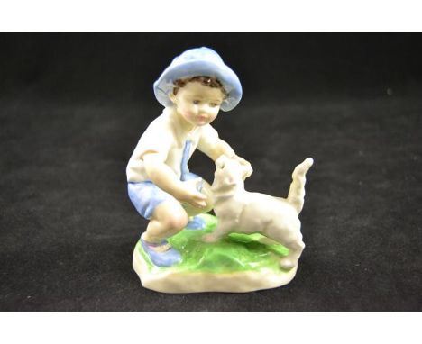 A Royal Worcester figure - September, depicting a boy with dog, modelled by FG Doughty, 3457 - H12cmCONDITION REPORTgood cond