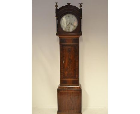 An early 19th century inlaid mahogany longcase clock, circular painted dial inscribed Alexander Chippenham, eight day movemen
