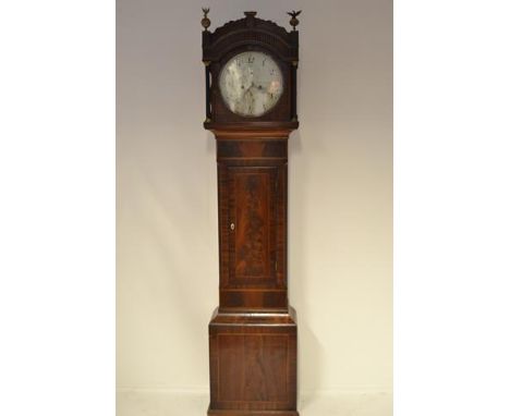 An early 19th century inlaid mahogany longcase clock, circular painted dial inscribed Alexander Chippenham, eight day movemen