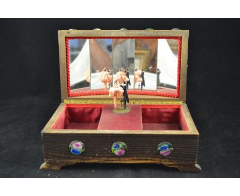 An early 20th century musical box with inset triangular and circular enamel - W23cmCONDITION REPORTenamel insets in good cond
